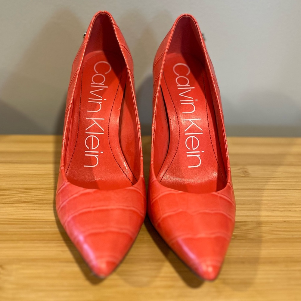 Calvin Klein Coral-Pink Pointed Toe Stiletto Pumps